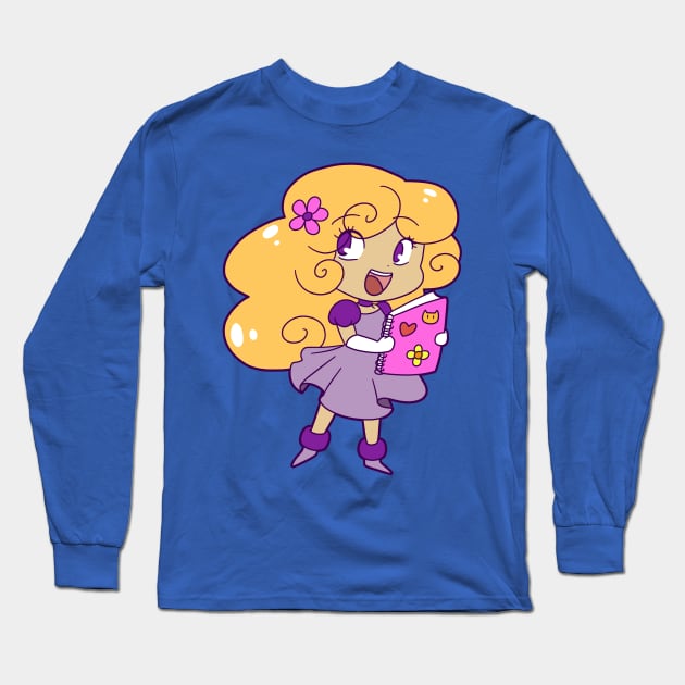 Curly Blonde Girl Long Sleeve T-Shirt by saradaboru